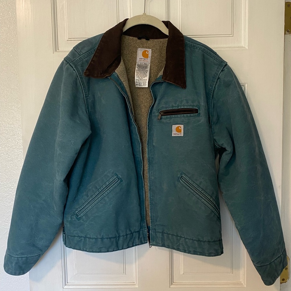 Carhartt Detroit Jacket Sherpa Lined Womens Medium WJ097 DTL Dark Teal Rare